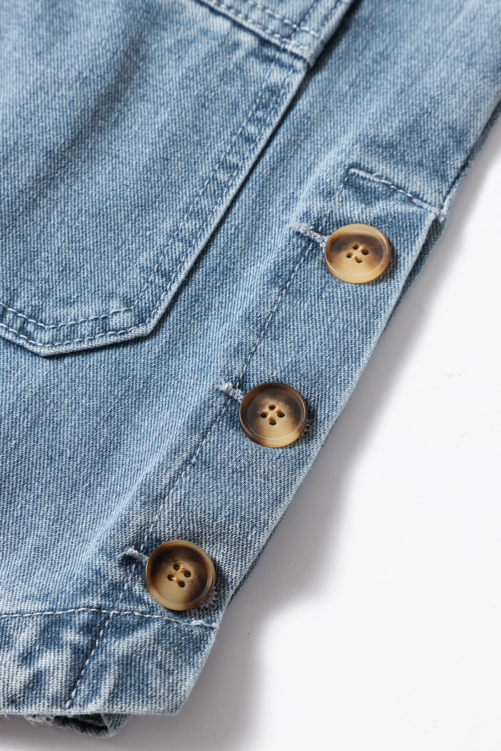 Dusk Blue Side Pocket Buttons Denim Jacket