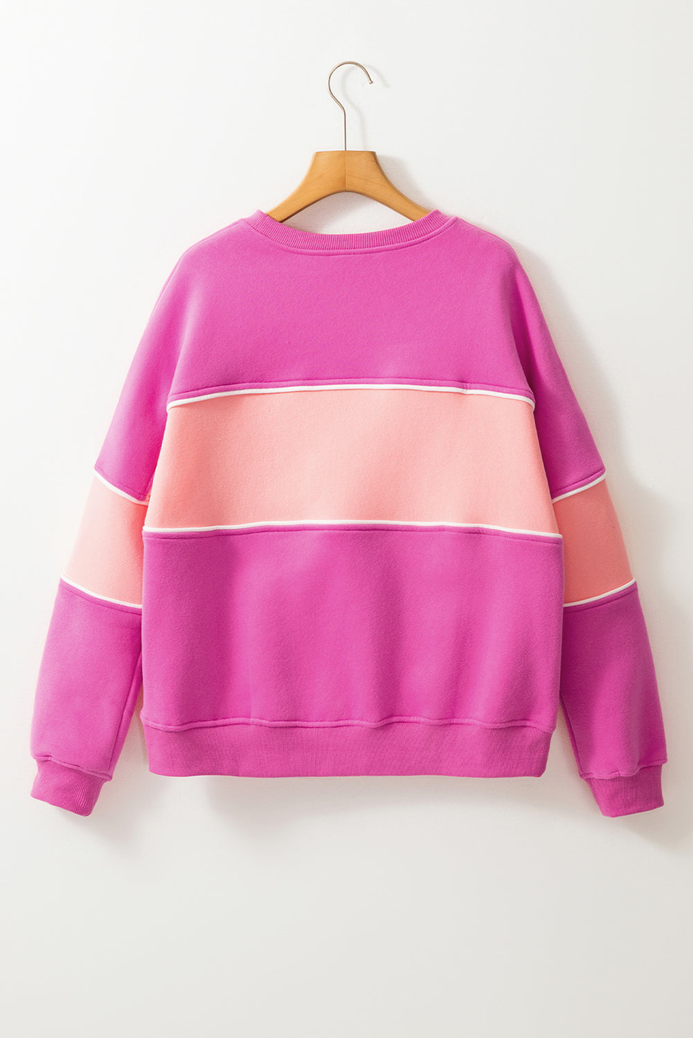 Sachet Pink Colorblock Ribbed Trim Sweatshirt