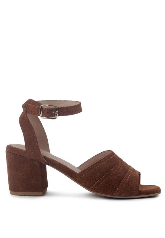 MON BEAU FINE SUEDE BLOCK HEELED SANDAL