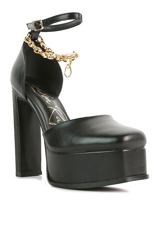 Blackpearl Faux Leather Heeled Platform Sandals