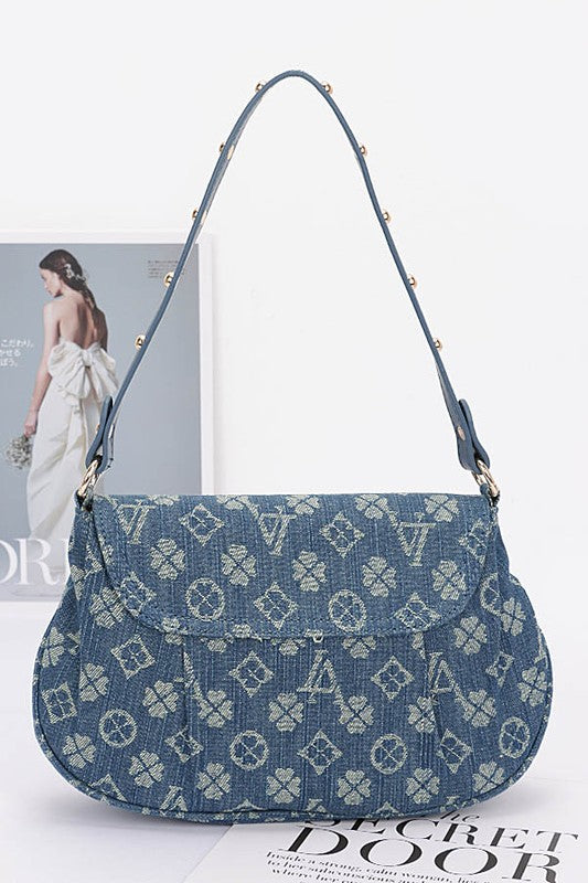 LA Jacquard Denim Fashion Shoulder Bag