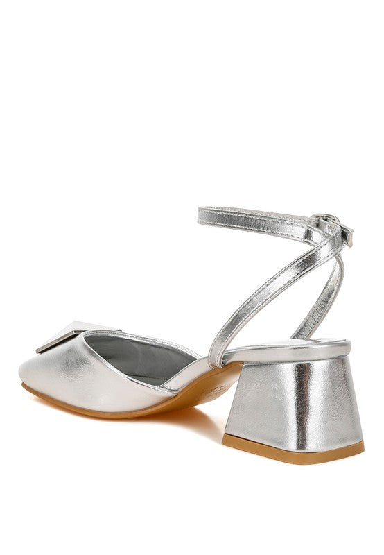 Griselda Brooch Detail Ankle Strap Sandals