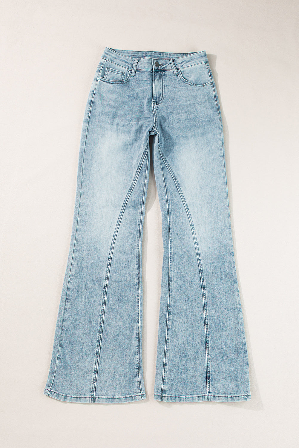 Dusk Blue Acid Wash Flared Leg Jeans