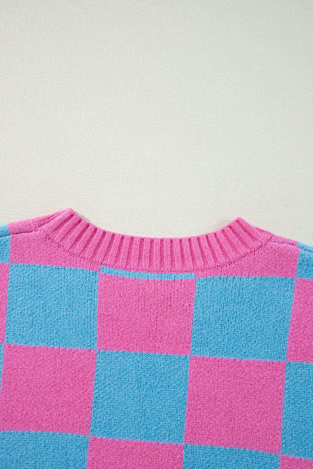 Strawberry Pink Colorblock Plaid Knit Dolman Tee