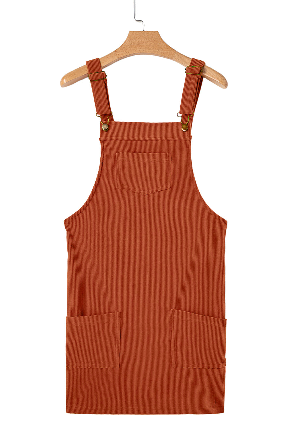 Cinnamon Corduroy Front Pockets Overall Dress